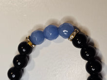 Load image into Gallery viewer, Blue Centered Black Agate Bracelet
